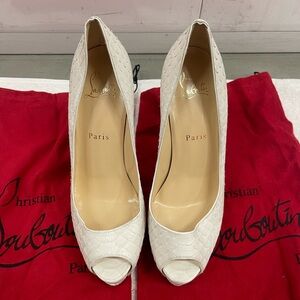 Christian Louboutin White Peep-Toe Pumps